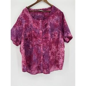 Catherines‎ Top Purple and Pink Floral Print Stretchy Tunic Top